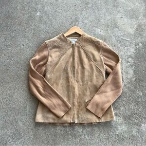 Genuine Goat Leather Suede Jacket Coat Size 10 / Size Medium Katherine Kelly